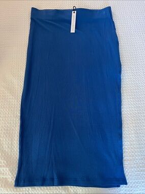 Stretch Ribbed Midi Skirt in Cobalt Blue by Stillwater